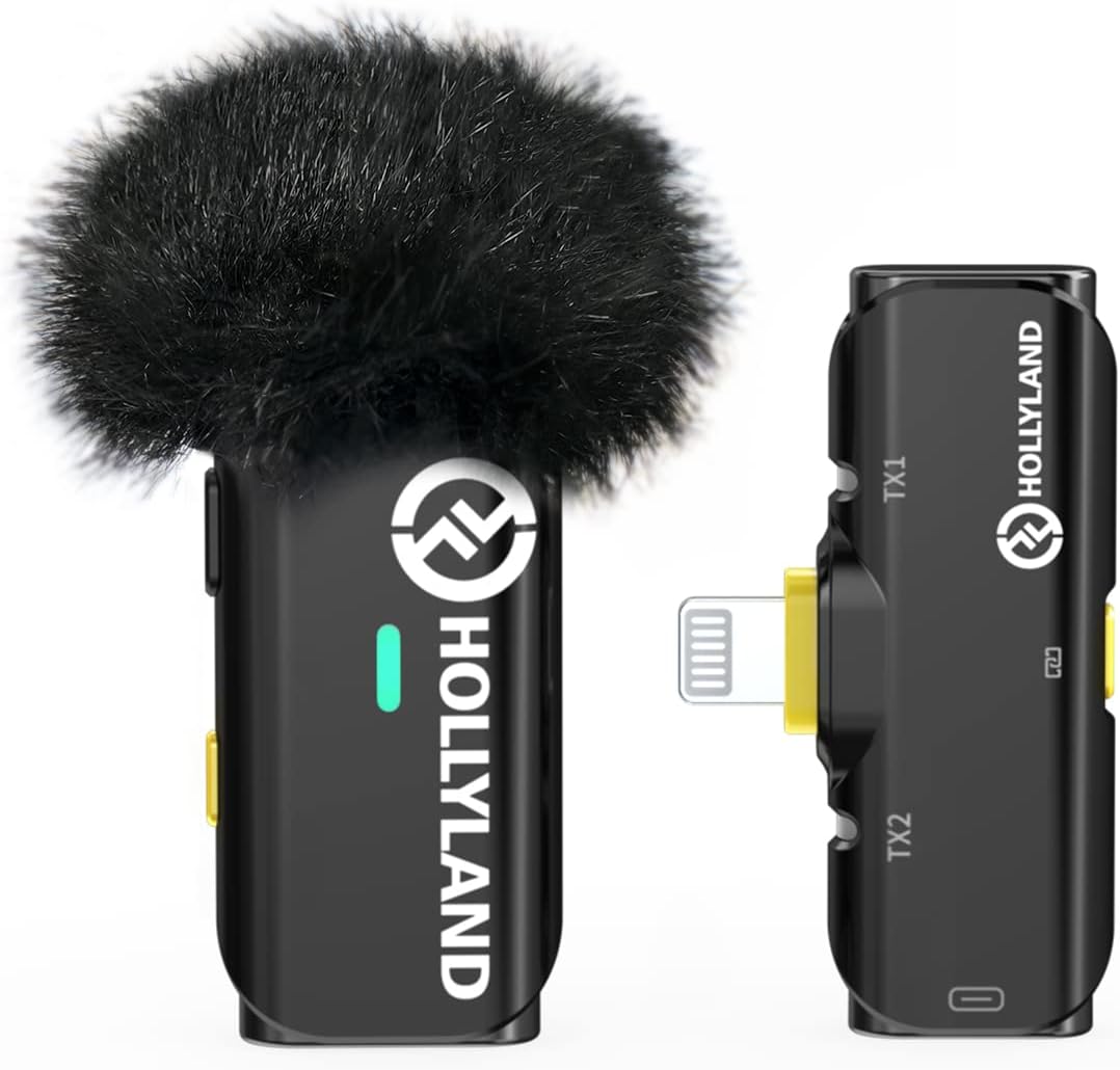 Hollyland Lark C1 Wireless Lavalier Microphone for iPhone, MFi Certified, Plug and Play, Noise Cancelling Lapel Mic with 656ft Transmission, 32H Working TimeMobile AccessoriesHollyland Lark C1 Wireless Lavalier Microphone System for iPhoneSpeaker Play wit